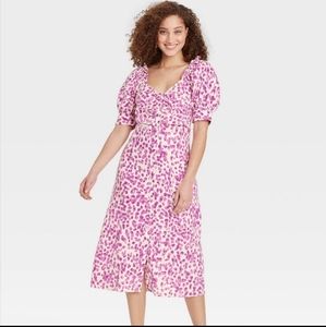 WHO WHAT WEAR | Puff sleeve print dress